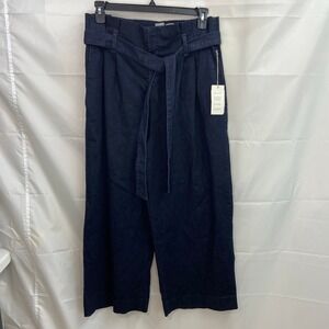 NEW A New Day women's dark wash denim pleated belted wide leg stretch‎ jeans 16